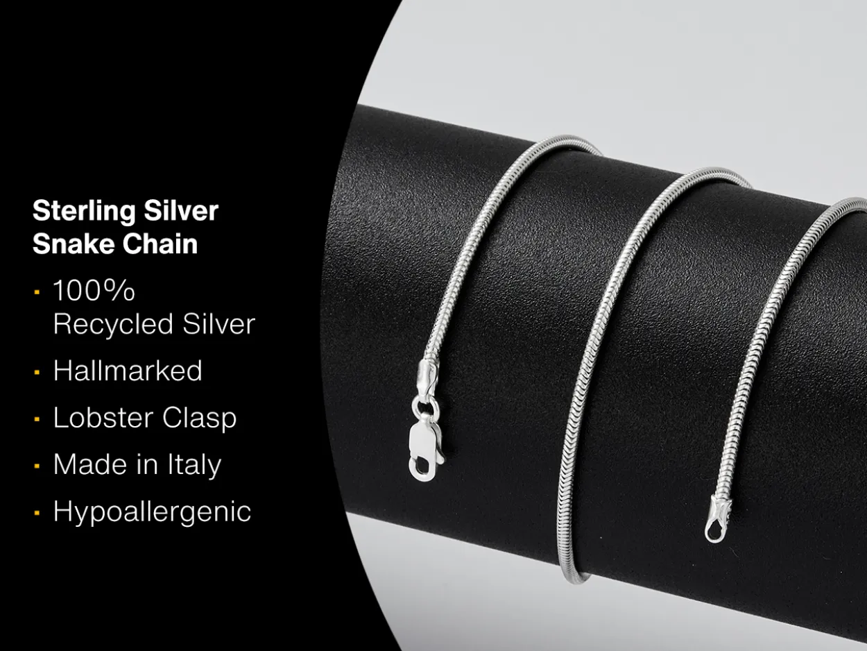 Sterling Silver 1.6mm Round Snake Chain 30"/76cm Unhallmarked 100% Recycled Silver