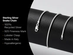 Sterling Silver 1.6mm Round Snake Chain 26"/66cm Unhallmarked 100% Recycled Silver