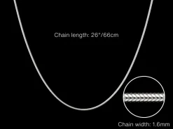 Sterling Silver 1.6mm Round Snake Chain 26