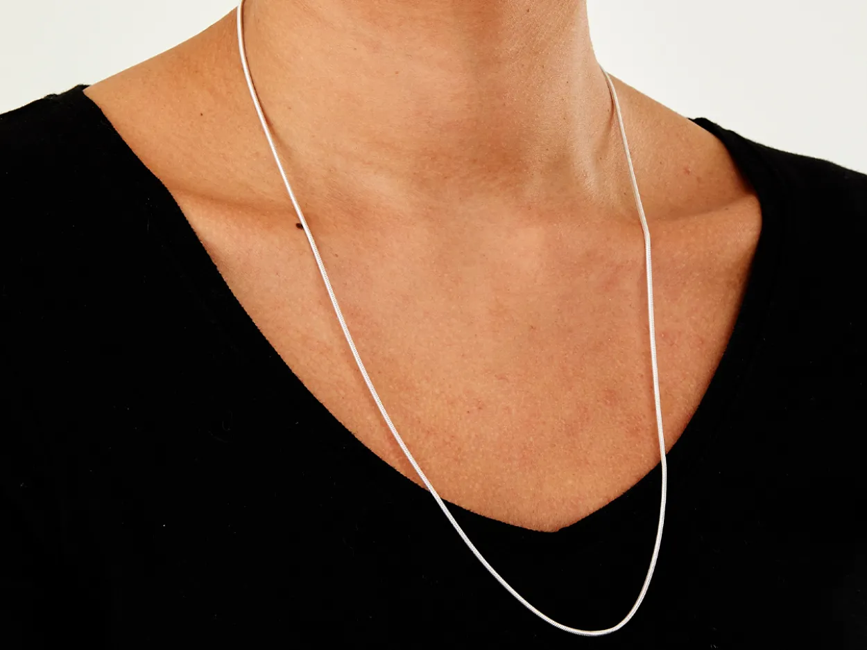 Sterling Silver 1.4mm Round Snake Chain 24"/60cm Unhallmarked 100% Recycled Silver