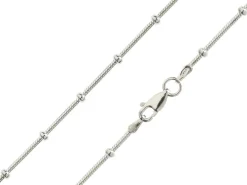 Sterling Silver 2.7mm Round Snake Bracelet With Bead Station 7.5"/19cm Unhallmarked