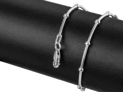 Sterling Silver 2.7mm Round Snake Bracelet With Bead Station 7.5