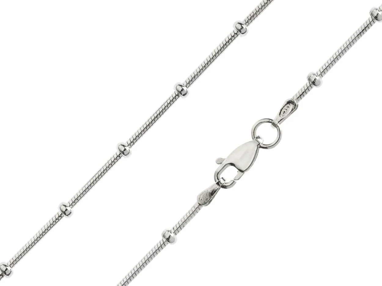 Sterling Silver 2.7mm Round Snake Chain With Bead Station 16"/40cm Unhallmarked