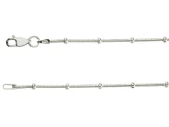 Sterling Silver 2.7mm Round Snake Chain With Bead Station 16"/40cm Unhallmarked