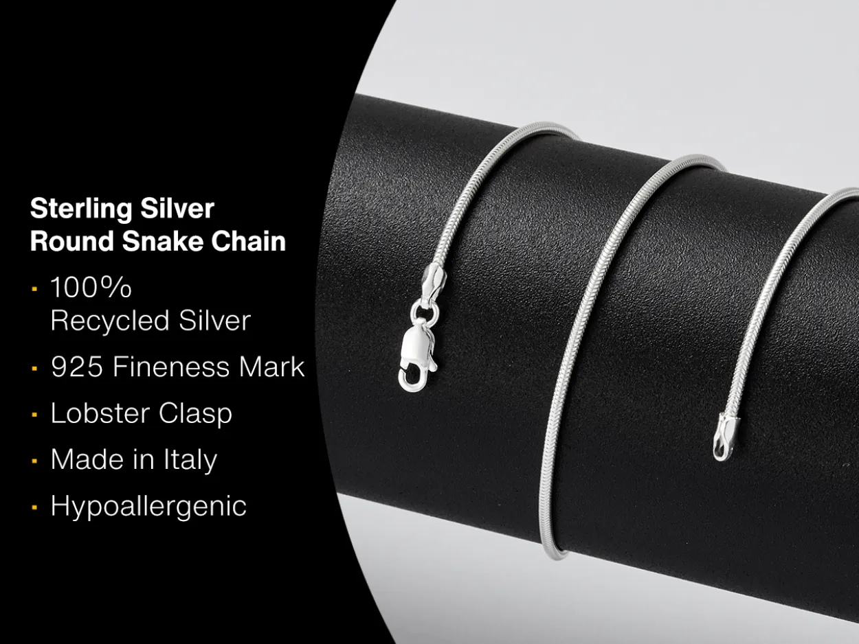 Sterling Silver 1.4mm Round Snake Chain 26"/66cm Unhallmarked 100% Recycled Silver