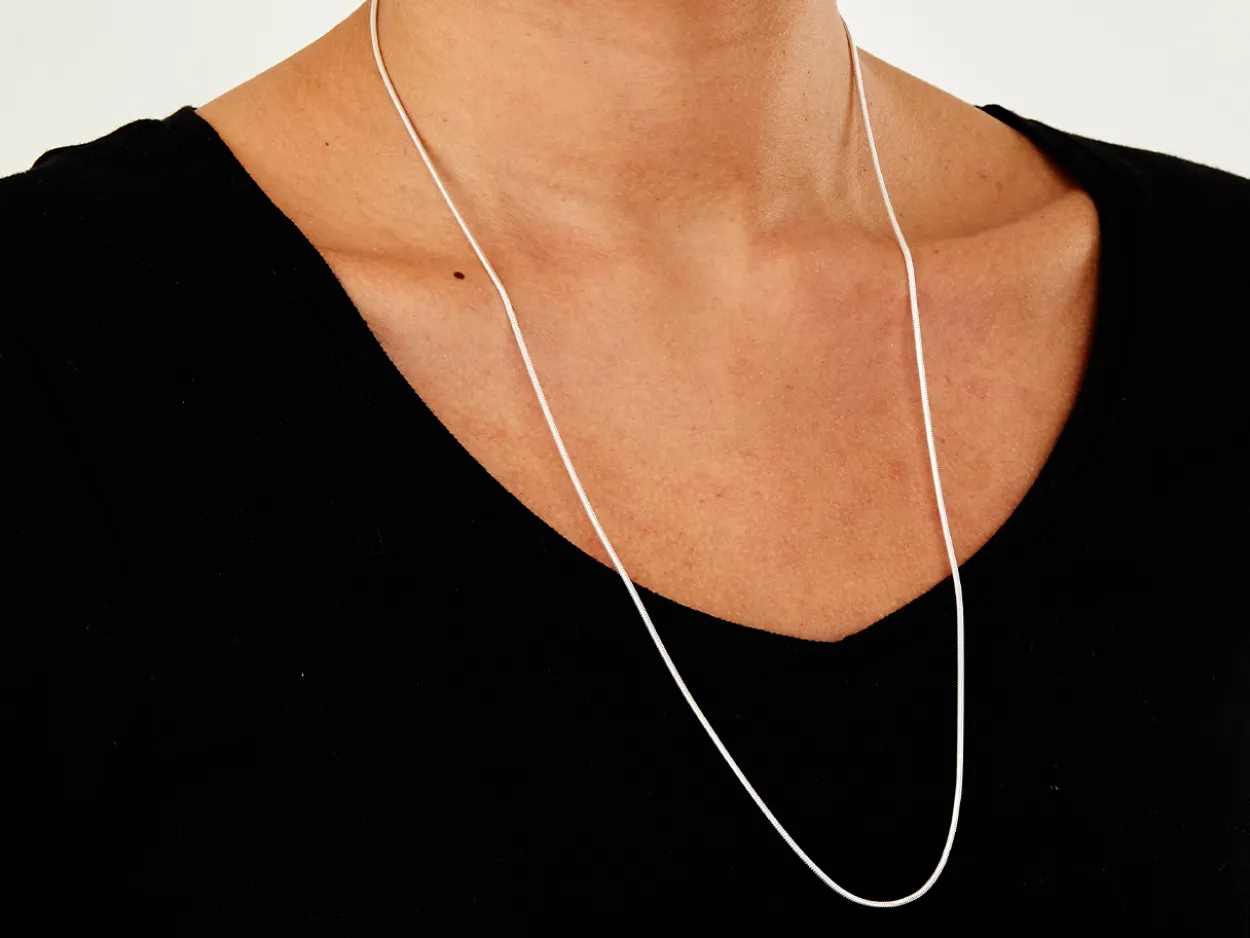 Sterling Silver 1.4mm Round Snake Chain 26"/66cm Unhallmarked 100% Recycled Silver