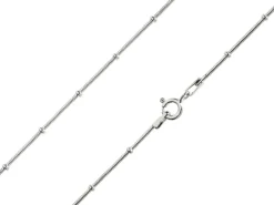 Sterling Silver 1.9mm Round Snake Chain With Bead Station 18"/45cm Unhallmarked