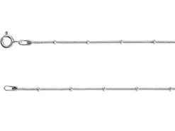 Sterling Silver 1.9mm Round Snake Chain With Bead Station 18"/45cm Unhallmarked