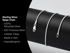 Sterling Silver 1.5mm Round Spiga Chain 20"/50cm Unhallmarked 100% Recycled Silver