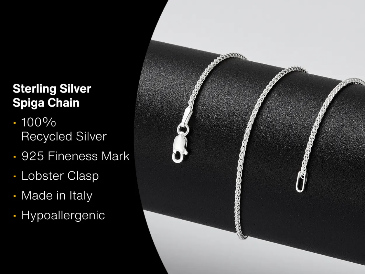 Sterling Silver 1.5mm Round Spiga Chain 22"/55cm Unhallmarked 100% Recycled Silver