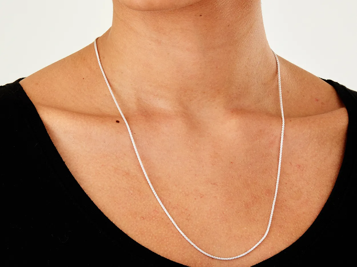 Sterling Silver 1.5mm Round Spiga Chain 22"/55cm Unhallmarked 100% Recycled Silver