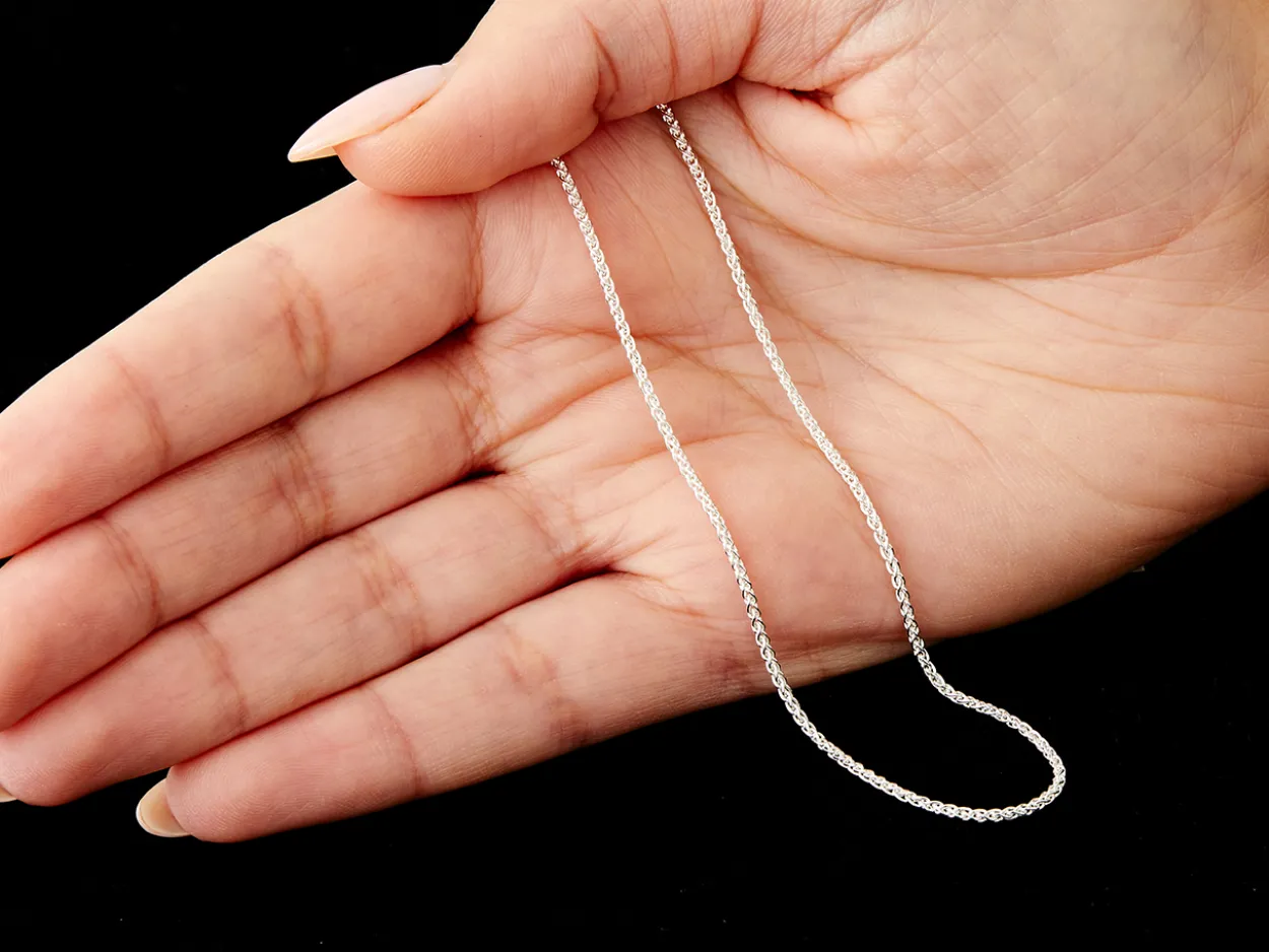 Sterling Silver 1.5mm Round Spiga Chain 22"/55cm Unhallmarked 100% Recycled Silver