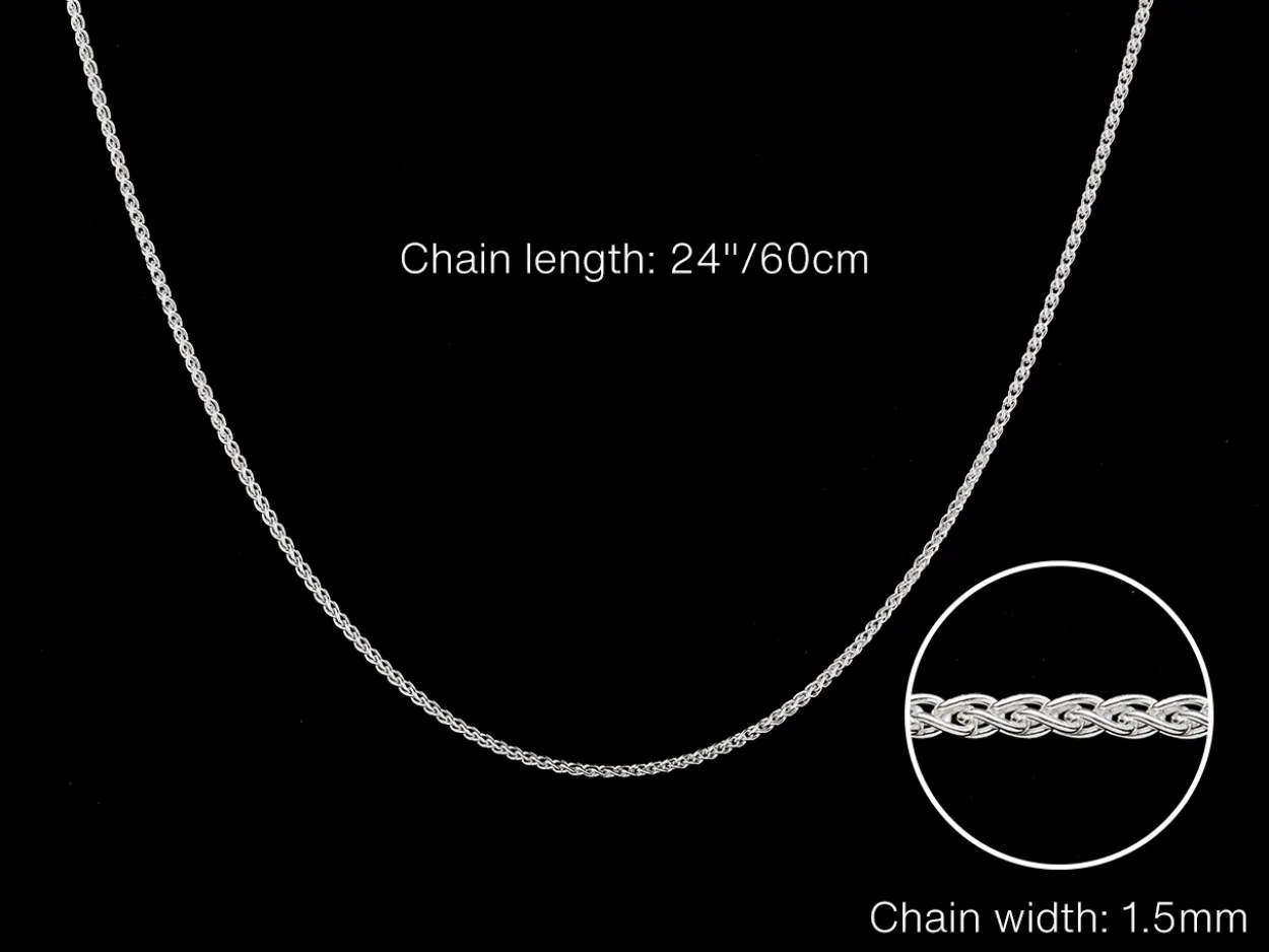 Sterling Silver 1.5mm Round Spiga Chain 24"/60cm Unhallmarked 100% Recycled Silver