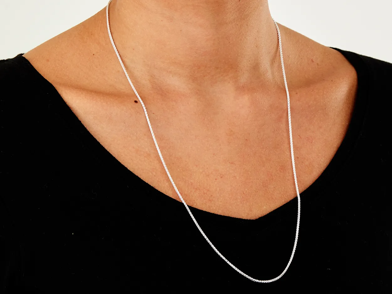 Sterling Silver 1.5mm Round Spiga Chain 24"/60cm Unhallmarked 100% Recycled Silver