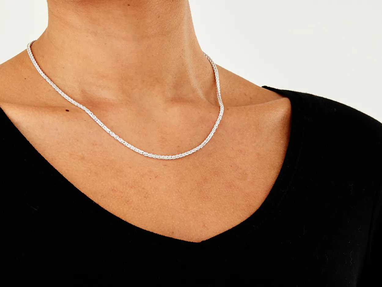 Sterling Silver 2.5mm Round Spiga Chain 18"/45cm Hallmarked, 100% Recycled Silver