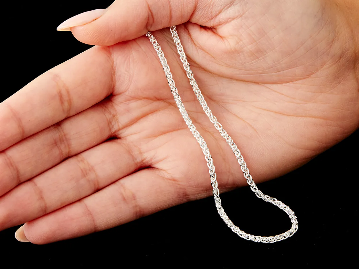 Sterling Silver 2.5mm Round Spiga Chain 18"/45cm Hallmarked, 100% Recycled Silver