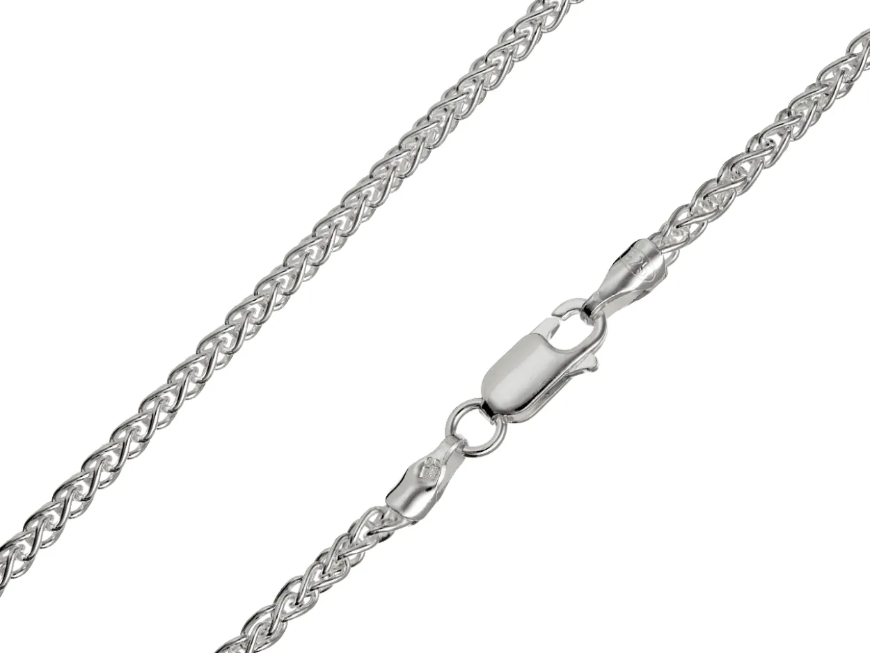 Sterling Silver 2.5mm Round Spiga Chain 16"/40cm Hallmarked, 100% Recycled Silver