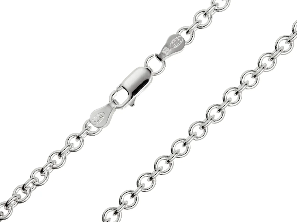 Sterling Silver 3.9mm Round Trace Chain 20"/50cm Hallmarked, 100% Recycled Silver