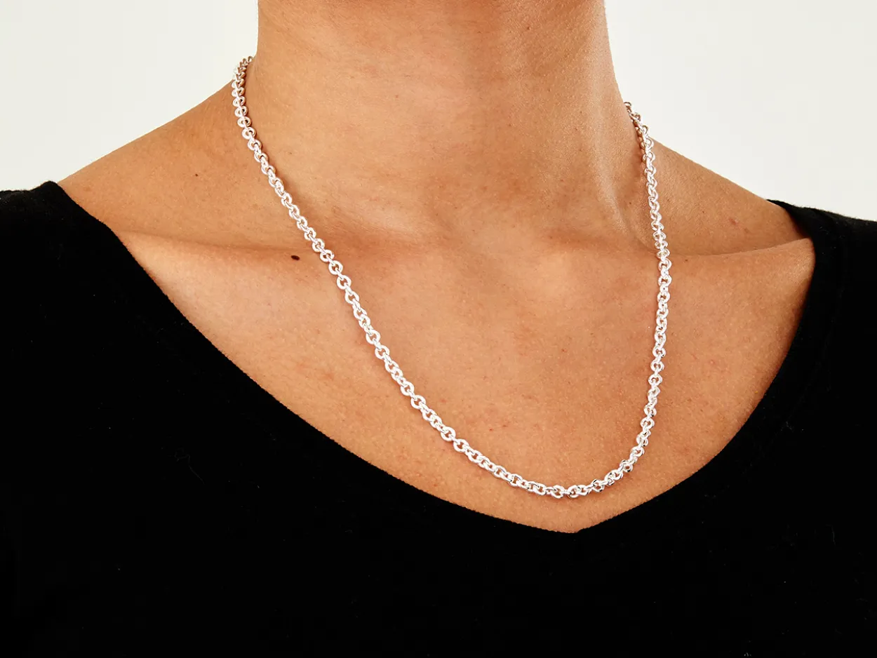 Sterling Silver 3.9mm Round Trace Chain 20"/50cm Hallmarked, 100% Recycled Silver