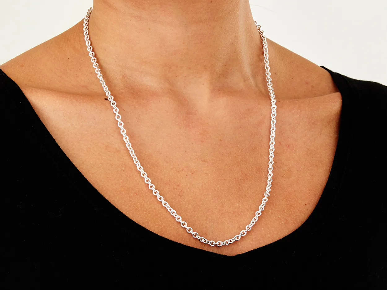 Sterling Silver 3.9mm Round Trace Chain 22"/55cm Hallmarked, 100% Recycled Silver