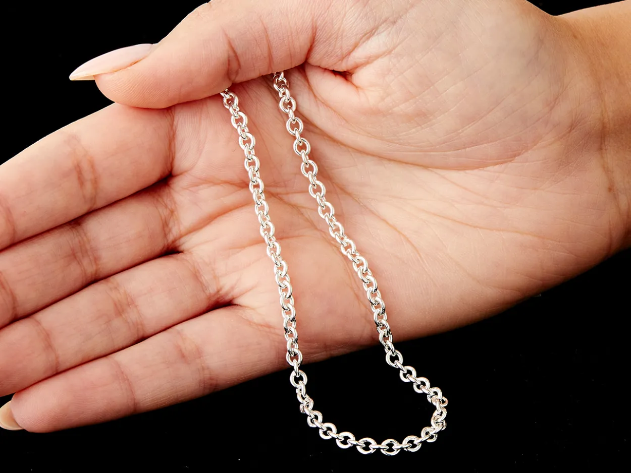 Sterling Silver 3.9mm Round Trace Chain 22"/55cm Hallmarked, 100% Recycled Silver