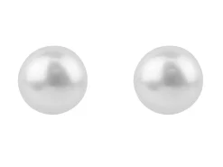 Sterling Silver 6-6.5mm Round White Pearl Stud Earrings
