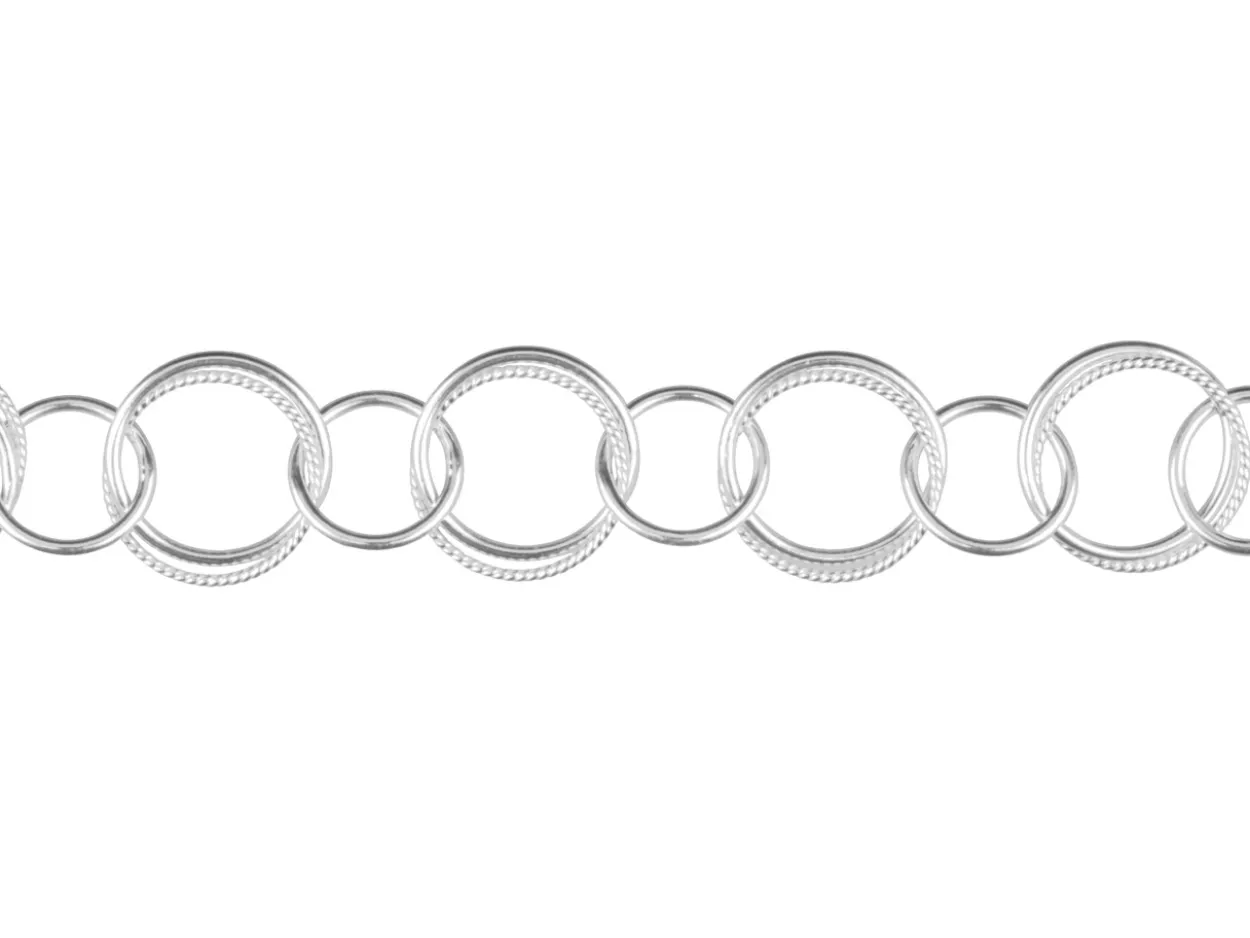 Sterling Silver 13.0mm Twisted And Plain Double Trace Chain Loose Unhallmarked 100% Recycled Silver
