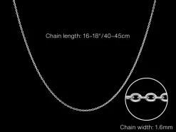 Sterling Silver 1.6m Oval Trace Chain With Extender 16-18