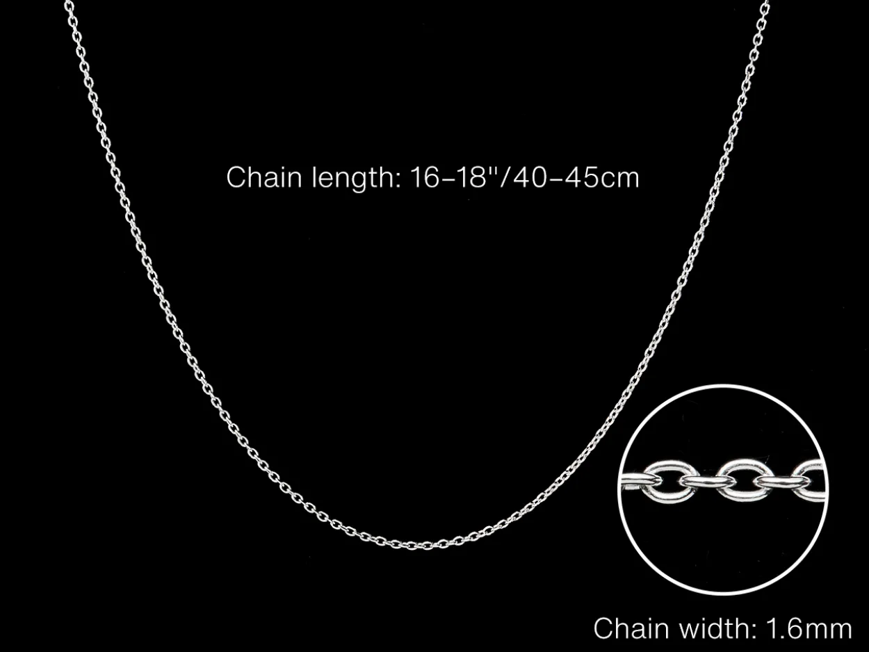 Sterling Silver 1.6m Oval Trace Chain With Extender 16-18"/40-45cm Unhallmarked