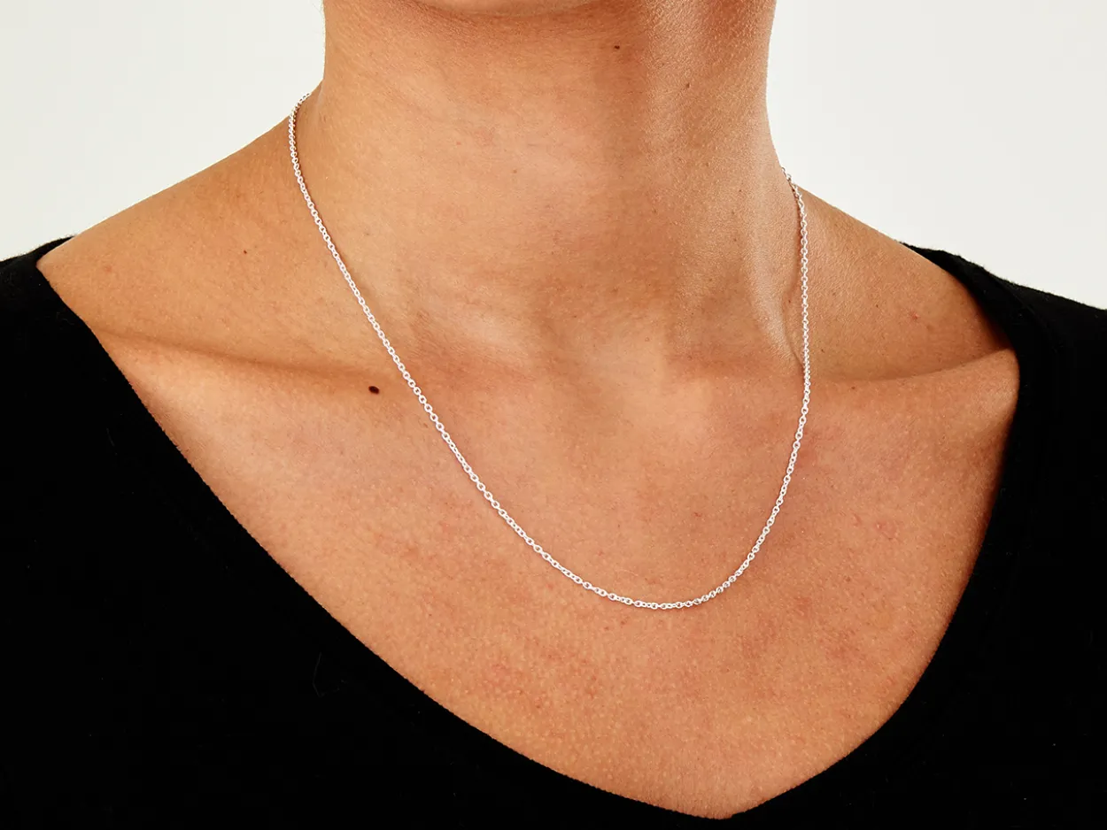 Sterling Silver 1.6m Oval Trace Chain With Extender 16-18"/40-45cm Unhallmarked