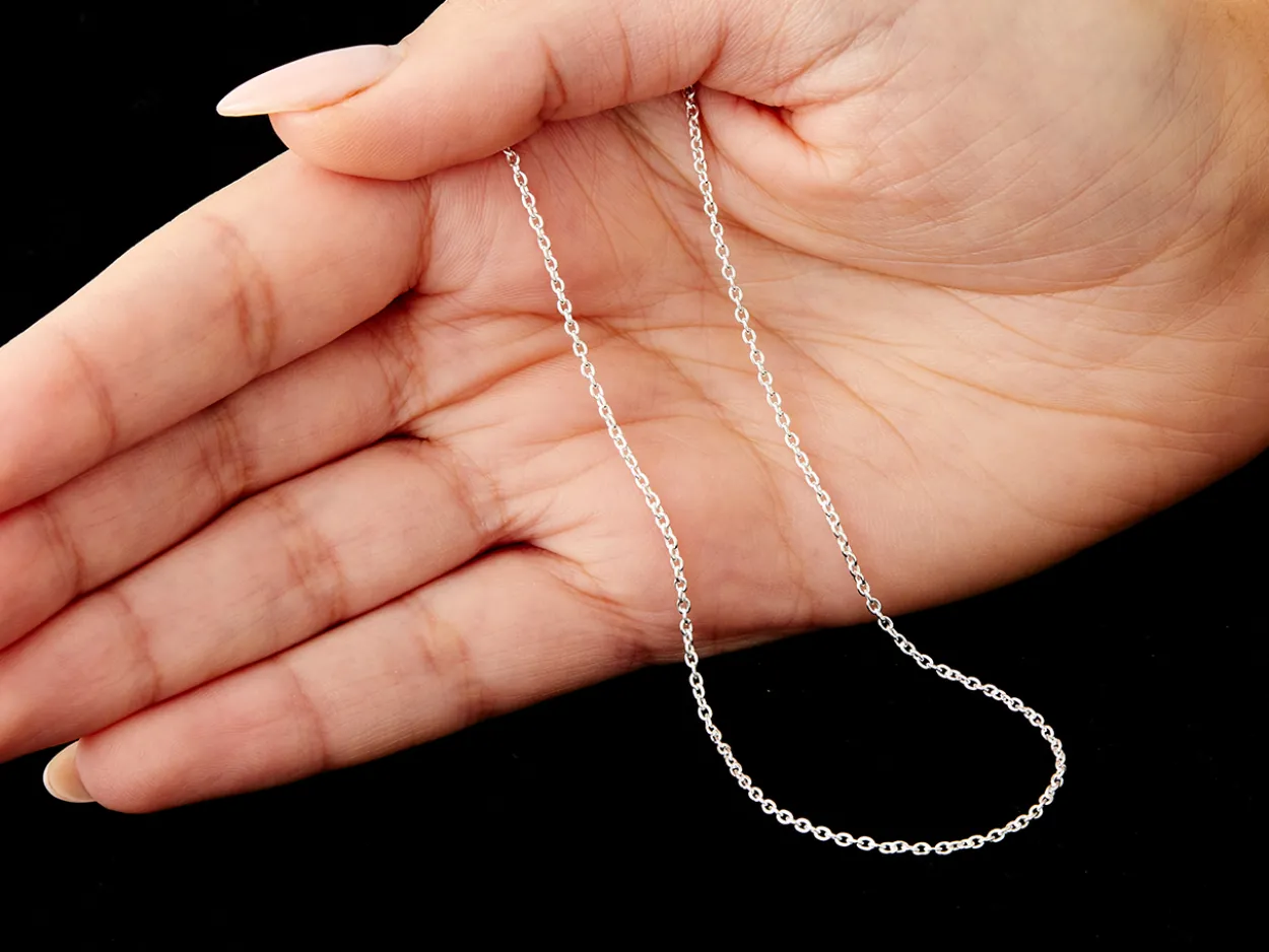 Sterling Silver 1.6m Oval Trace Chain With Extender 18-20"/45-50cm Unhallmarked