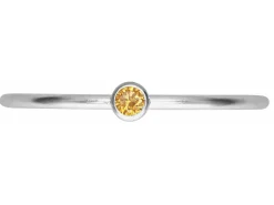 Sterling Silver November Birthstone Stacking Ring 2mm Champagne Cubic Zirconia