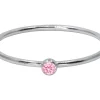 Sterling Silver October Birthstone Stacking Ring 2mm Pink Cubic Zirconia