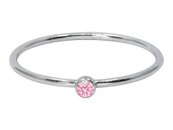 Sterling Silver October Birthstone Stacking Ring 2mm Pink Cubic Zirconia
