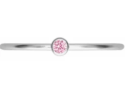 Sterling Silver October Birthstone Stacking Ring 2mm Pink Cubic Zirconia