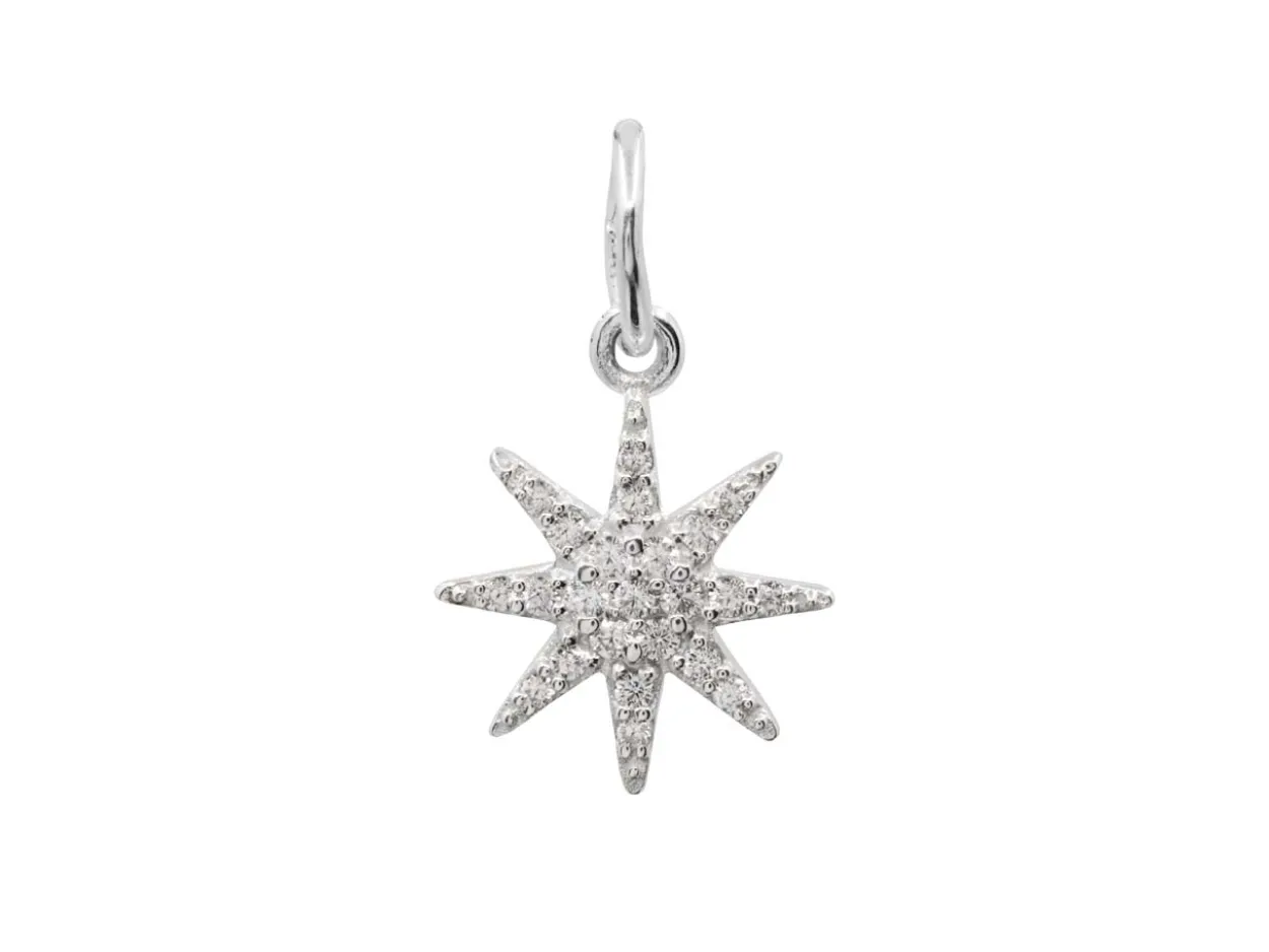 Sterling Silver Octogram Star Design Pendant With Cubic Zirconia