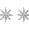 Sterling Silver Octogram Star Design Stud Earrings With Cubic Zirconia
