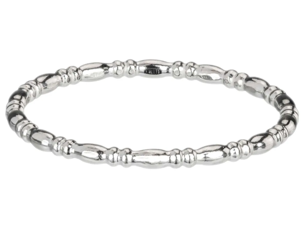 Sterling Silver Oval And Rondelle Beaded Ring 1.5mm Size O