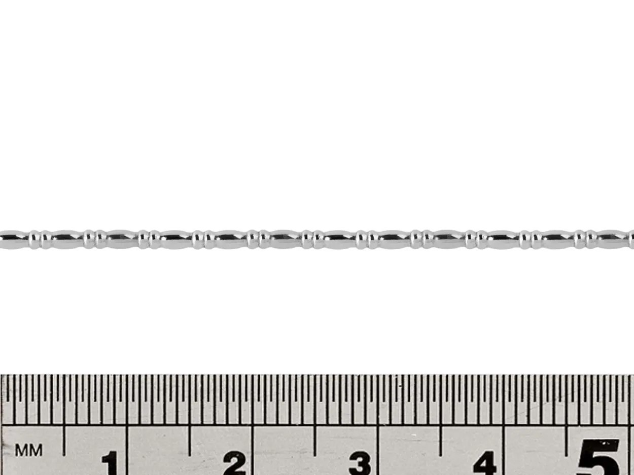 Sterling Silver Oval And Rondelle Beaded Wire 1.55mm
