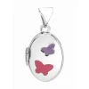 Sterling Silver Oval Butterfly Locket 10x8mm