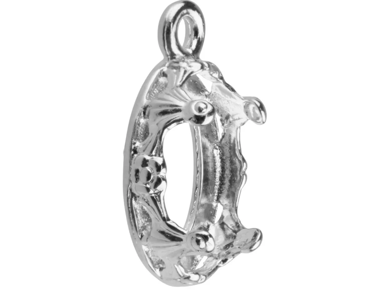 Sterling Silver Oval Filigree Bezel Cup 10x8mm
