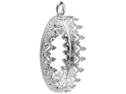 Sterling Silver Oval Filigree Bezel Cup 14x20mm