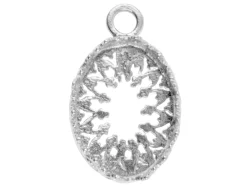 Sterling Silver Oval Filigree Bezel Cup 14mm X 10mm
