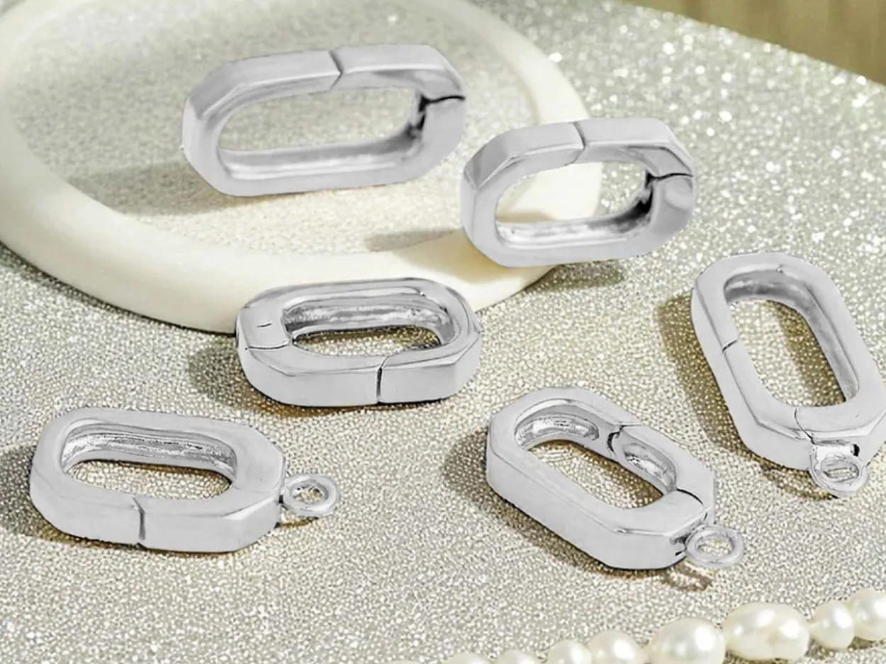 Sterling Silver Oval Spring Gate Clasp With Ring 6x12mm