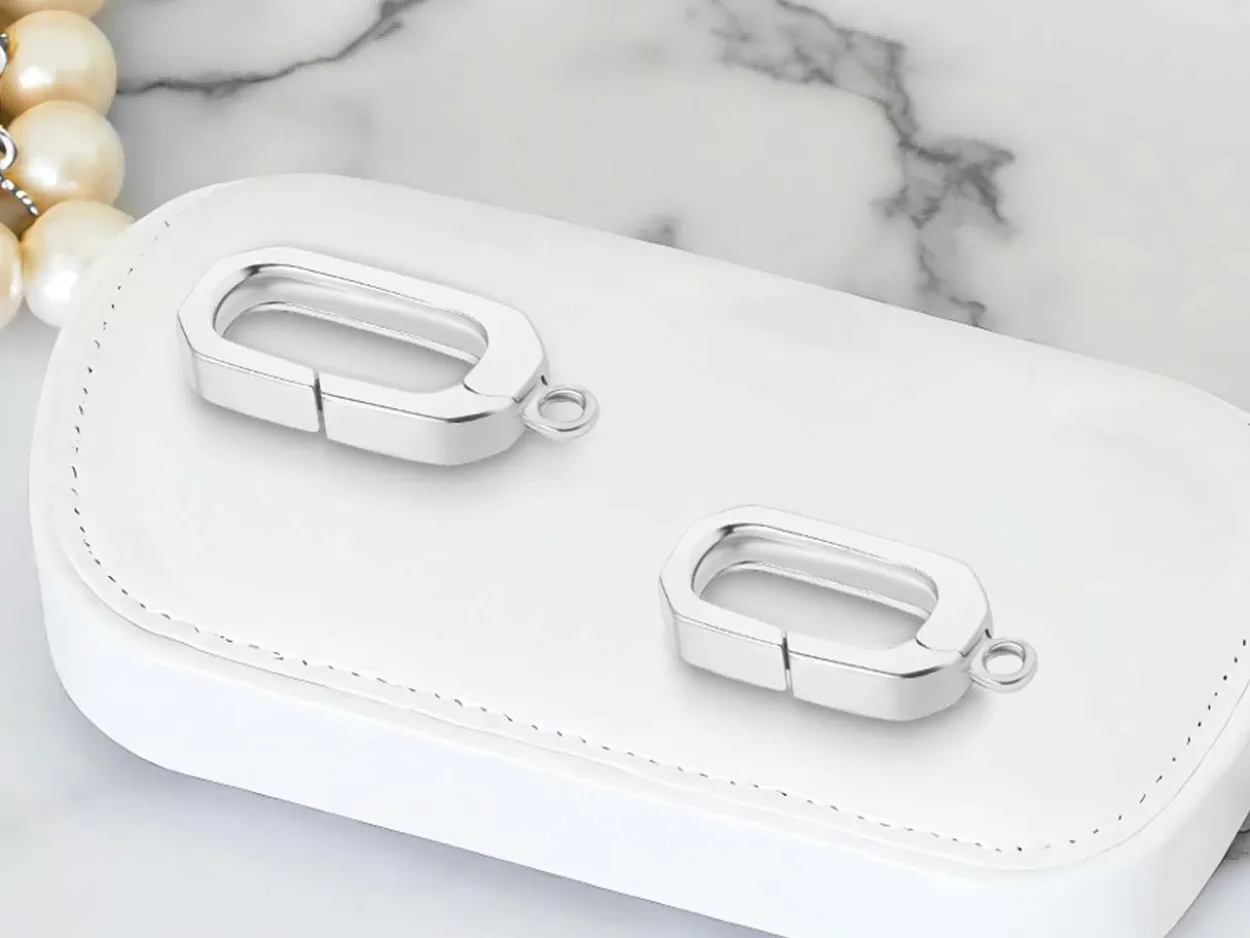 Sterling Silver Oval Spring Gate Clasp With Ring 6x12mm