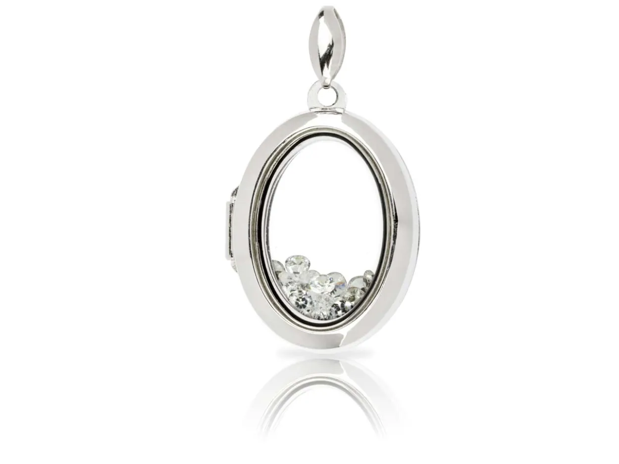 Sterling Silver Oval Window Locket For Holding Precious Items, 21x16mm