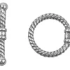 Sterling Silver Oxidised Ring And Bar Clasp 23mm Bar, 15mm Toggle