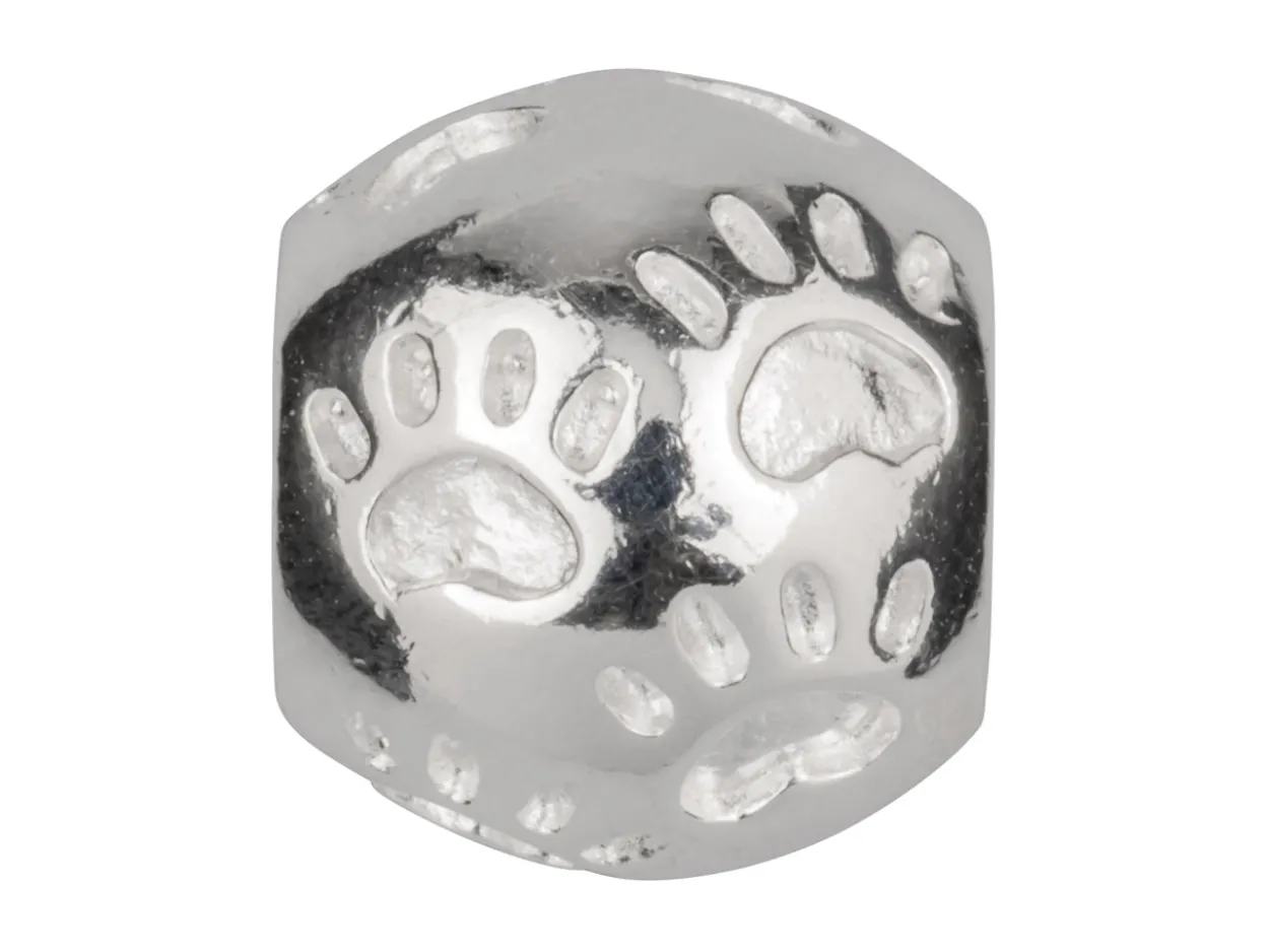 Sterling Silver Paw Print Charm Bead