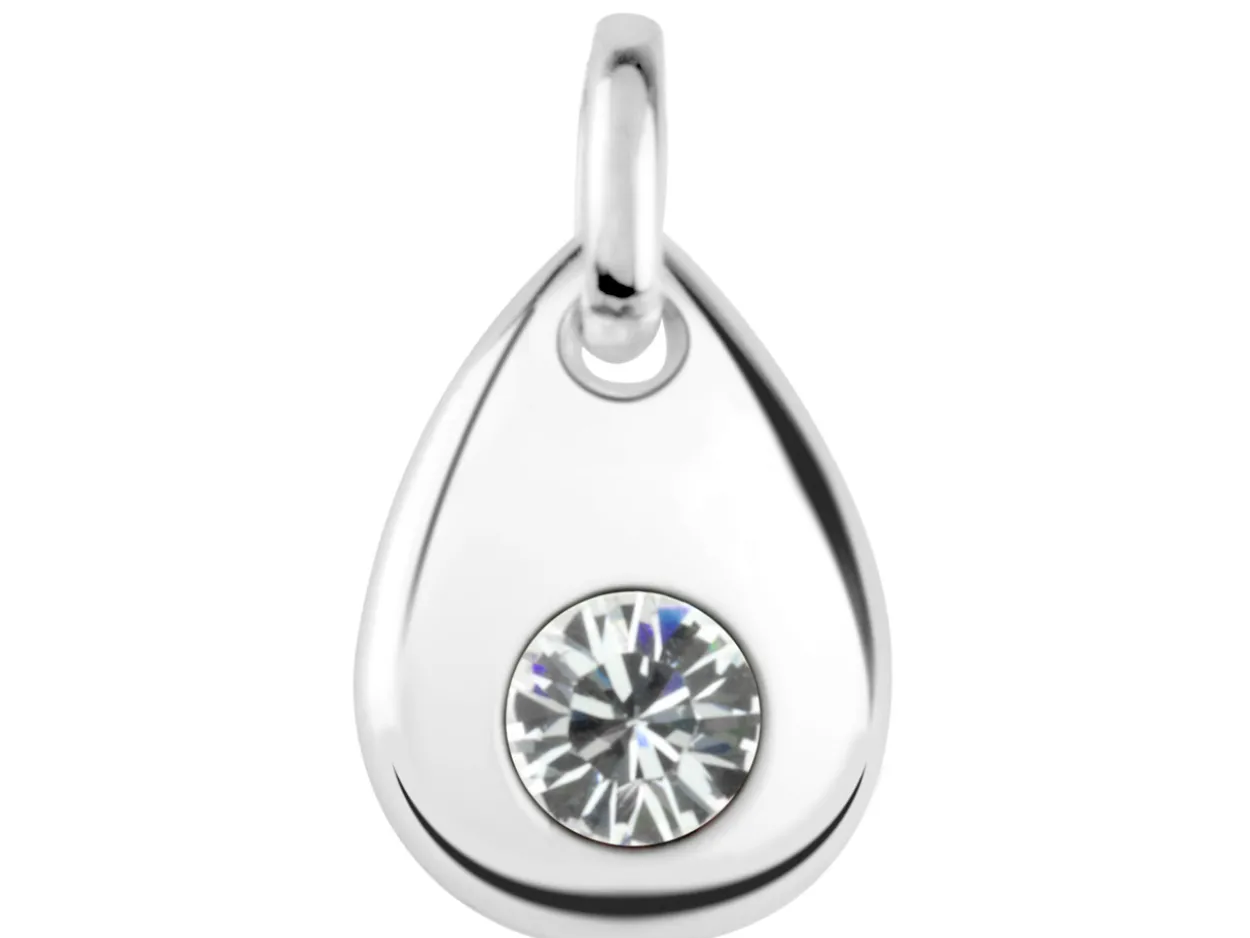 Sterling Silver Pendant April Birthstone 4mm Clear Crystal