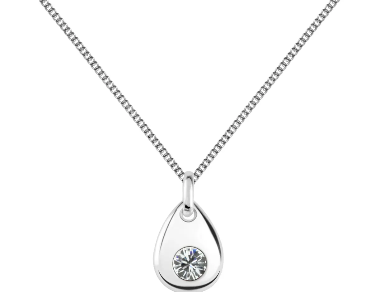 Sterling Silver Pendant April Birthstone 4mm Clear Crystal